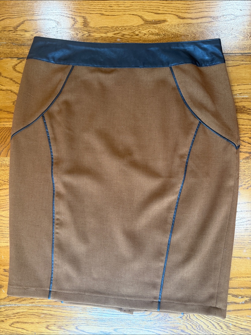 Darling Brown Pencil Skirt with Black Trim